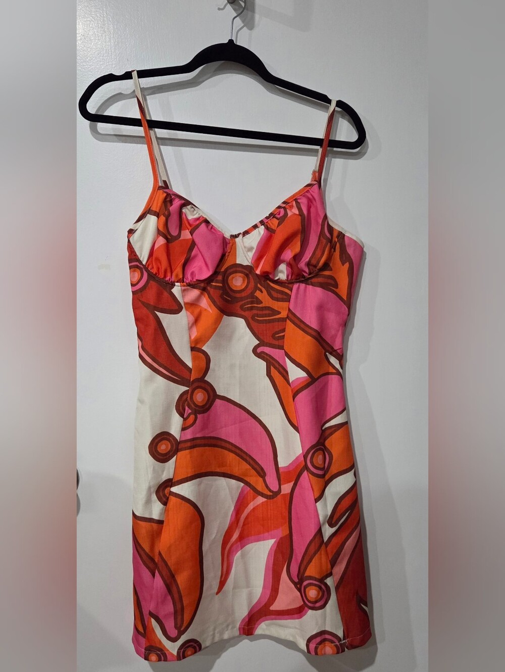 Women's Pink & Orange Abstract Print Mini Dress